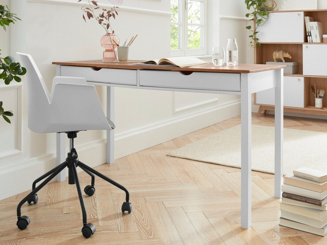 Uredski stol Denton 134 (Bijela + Svijetlo drvo)