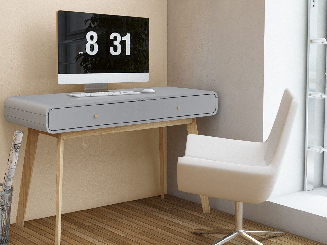 Uredski stol Elbtena 108 (Siva + Hrast)