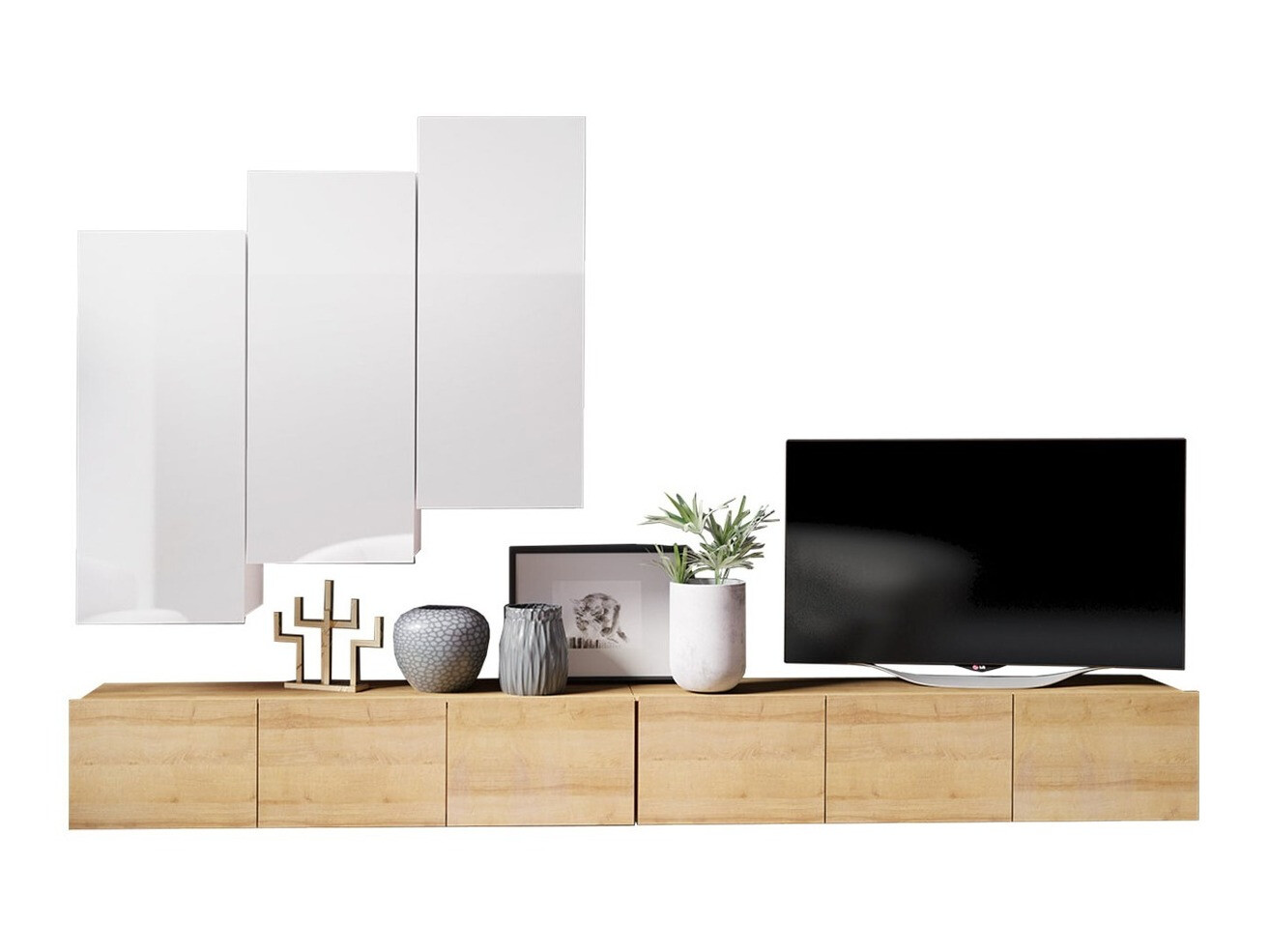 Set za dnevni boravak Tivdalu 131 (Zlatni hrast + Bijela)