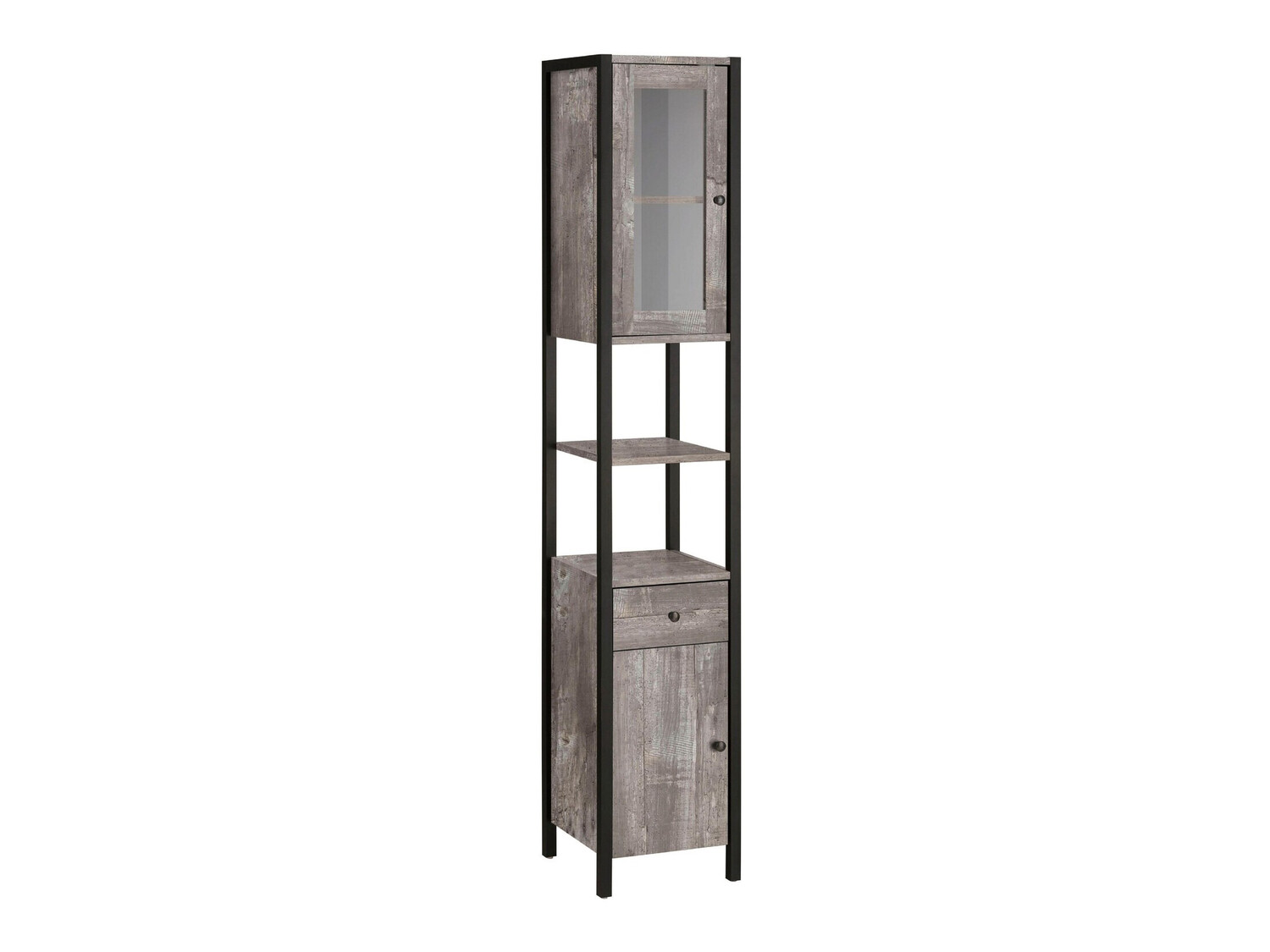 Samostojeći kupaonski ormarić Larnovo 110 (Sivi hrast + Crna)