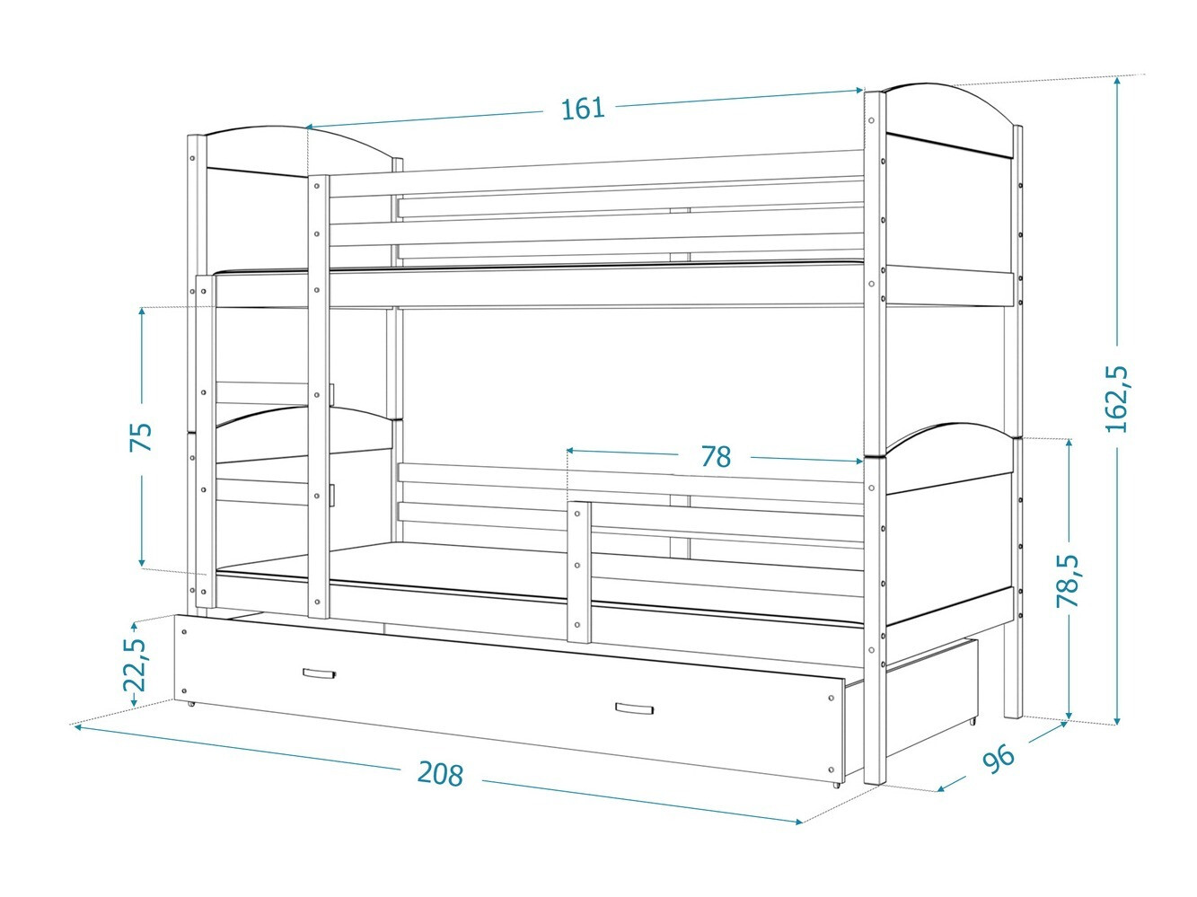 Krevet na kat Aurora 103 (Bijela)