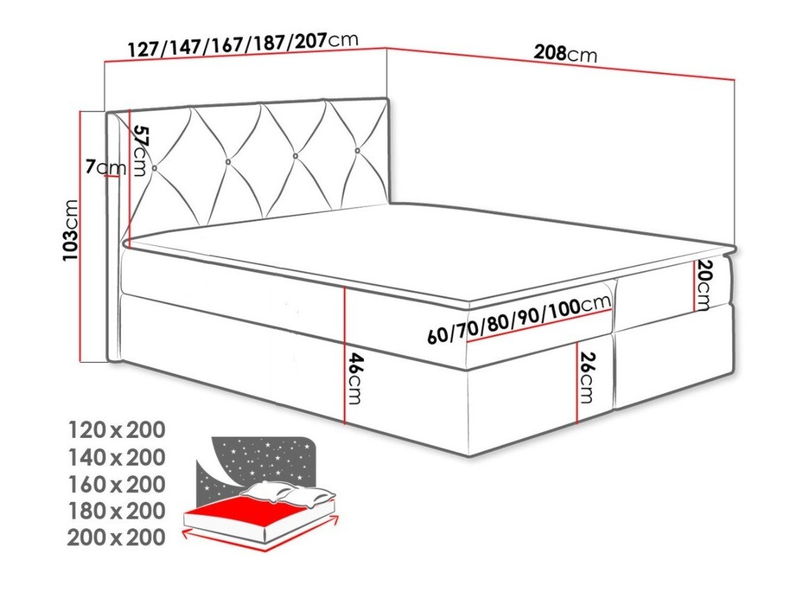 Boxspring krevet Litus (Mono 242)