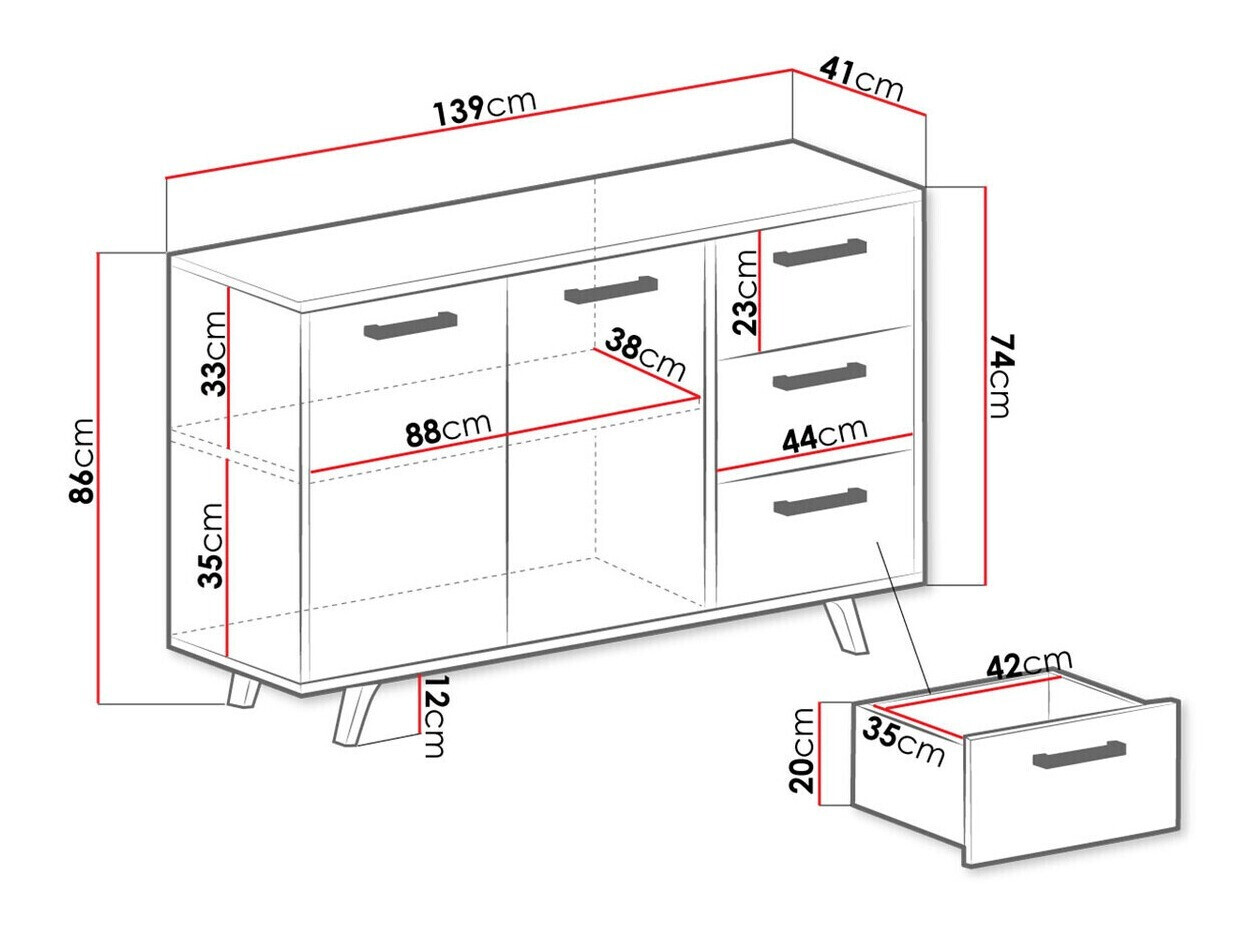 Komoda Dortivu 118 (Ljubičasta + Zlatna)