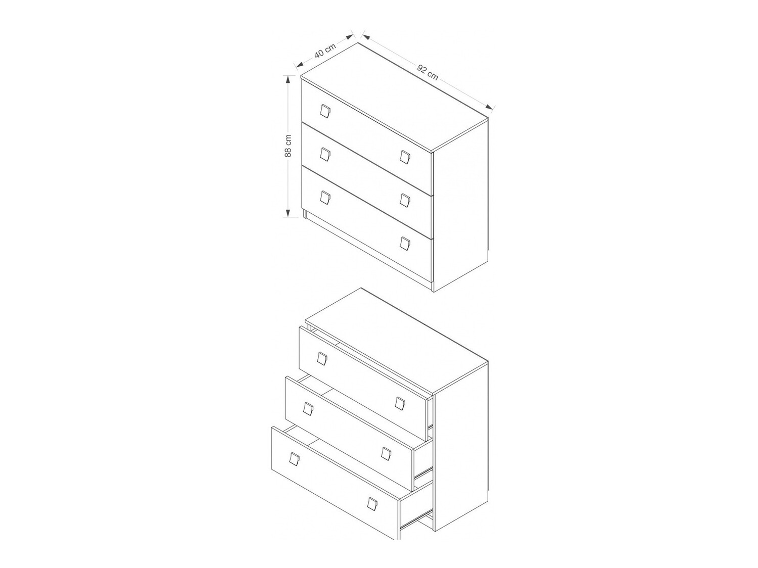 Komoda Murrieta 109 (Bijela + Sjajno crna)