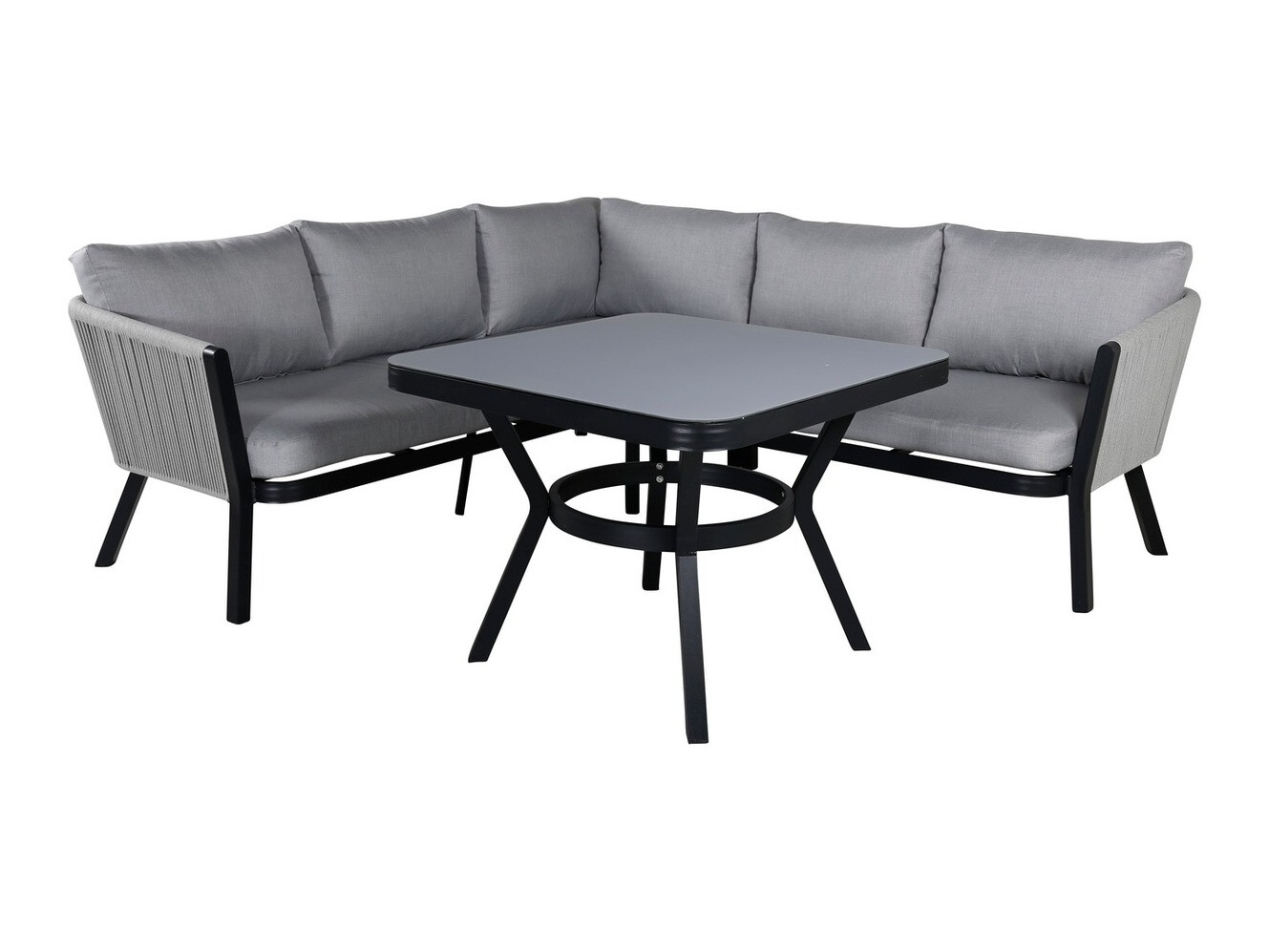 Set vrtnog namještaja Dallas 1069 (Crna + Svijetlo siva)