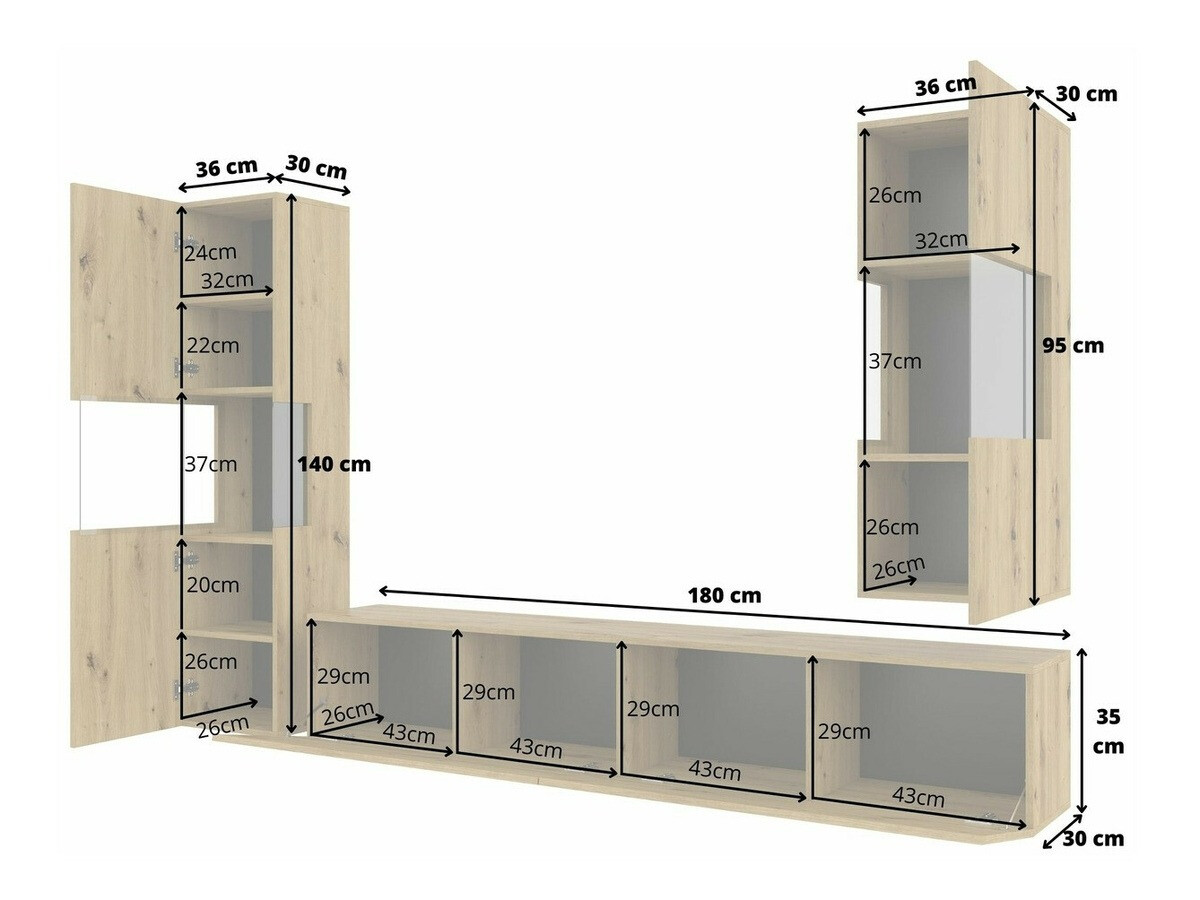 Set za dnevni boravak Revmiru 106 (Bijela + Hrast Wotan)