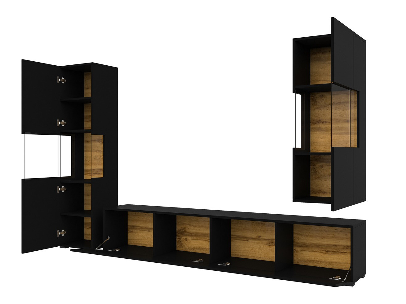 Set za dnevni boravak Revmiru 106 (Crna + Hrast Wotan)