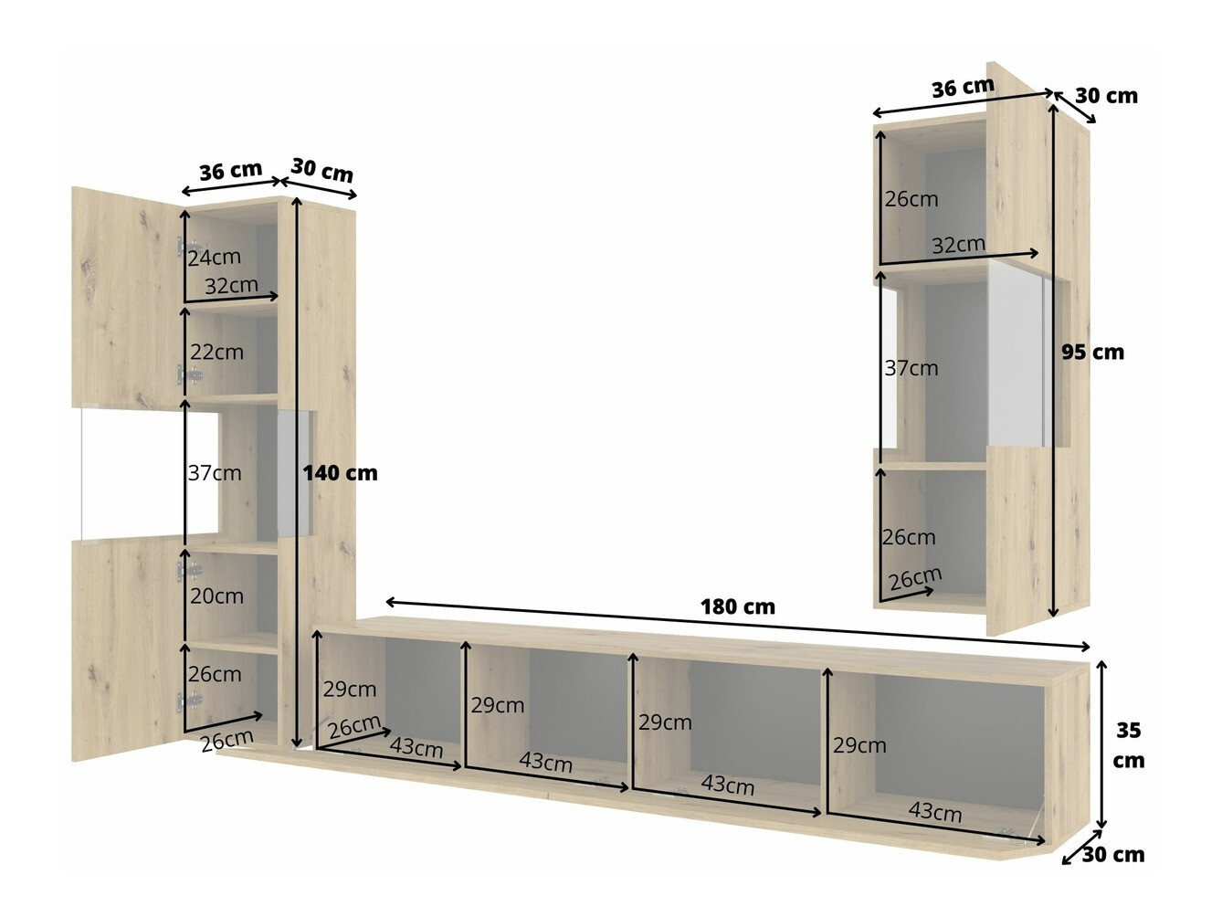 Set za dnevni boravak Revmiru 106 (Crna + Hrast Wotan)