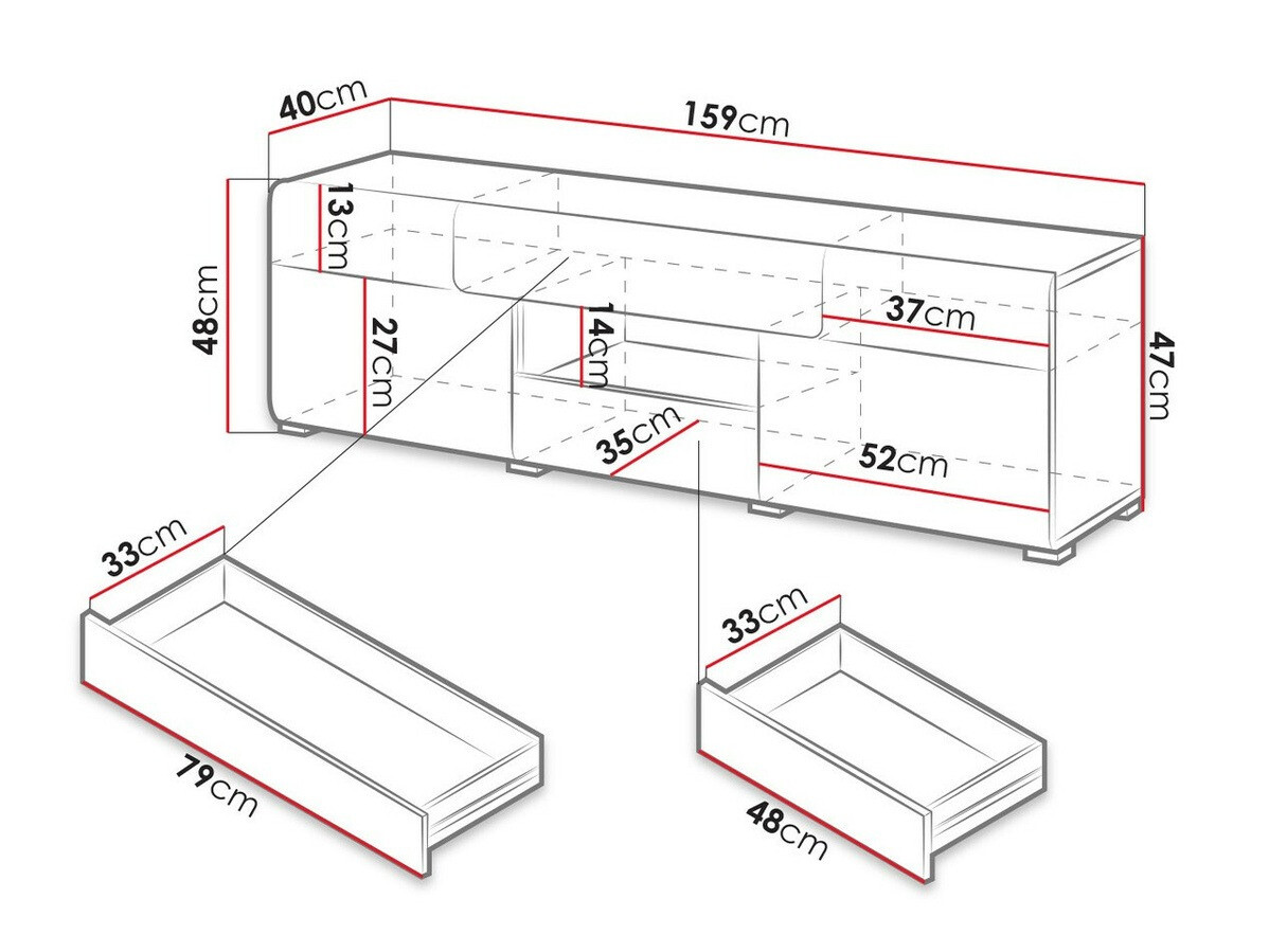TV stol Torsone 101 (Bijela + Sjajno bijela)