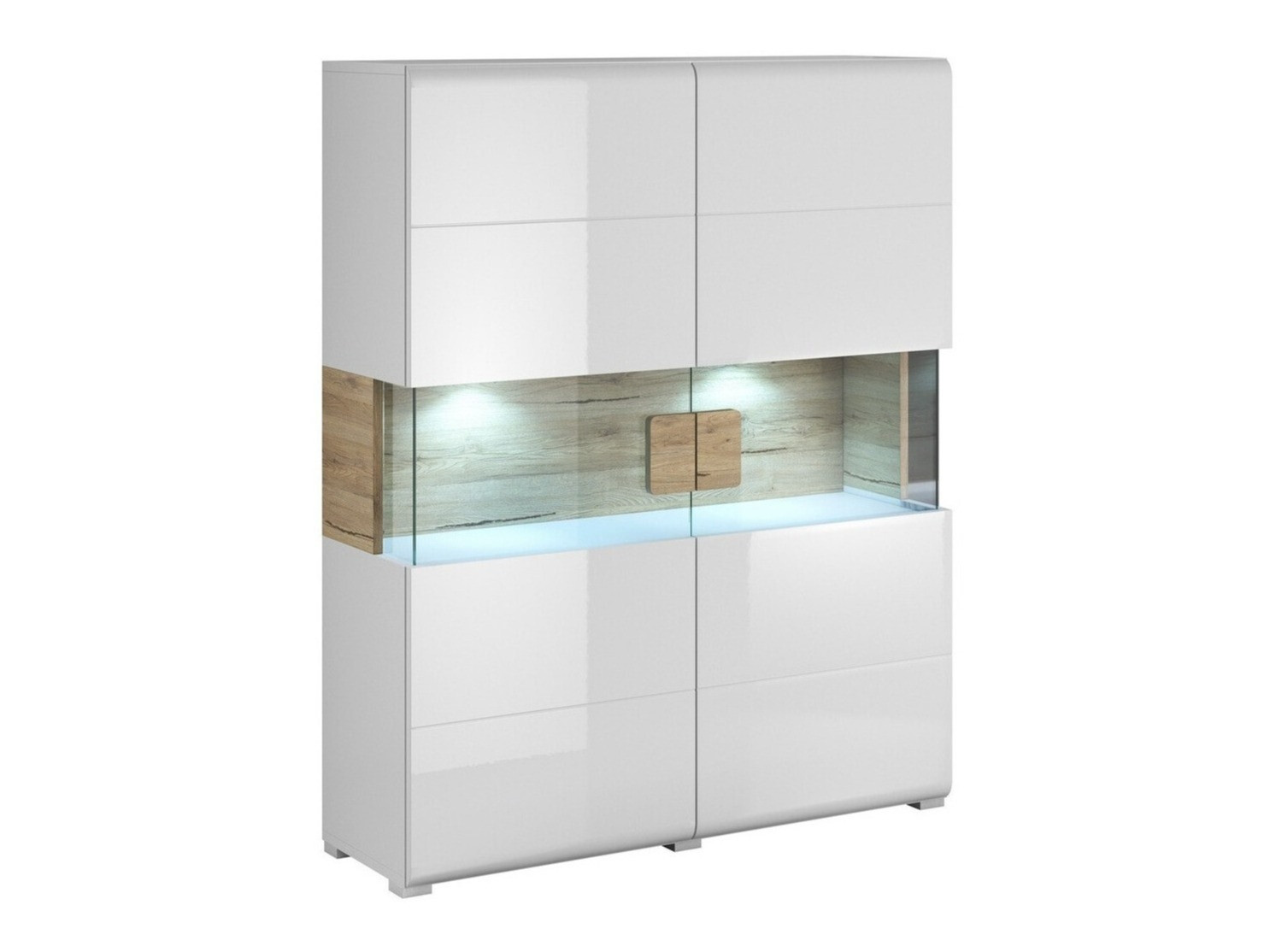 Polica Torsone 107 (Bijela + Sjajno bijela + Hrast San Remo)