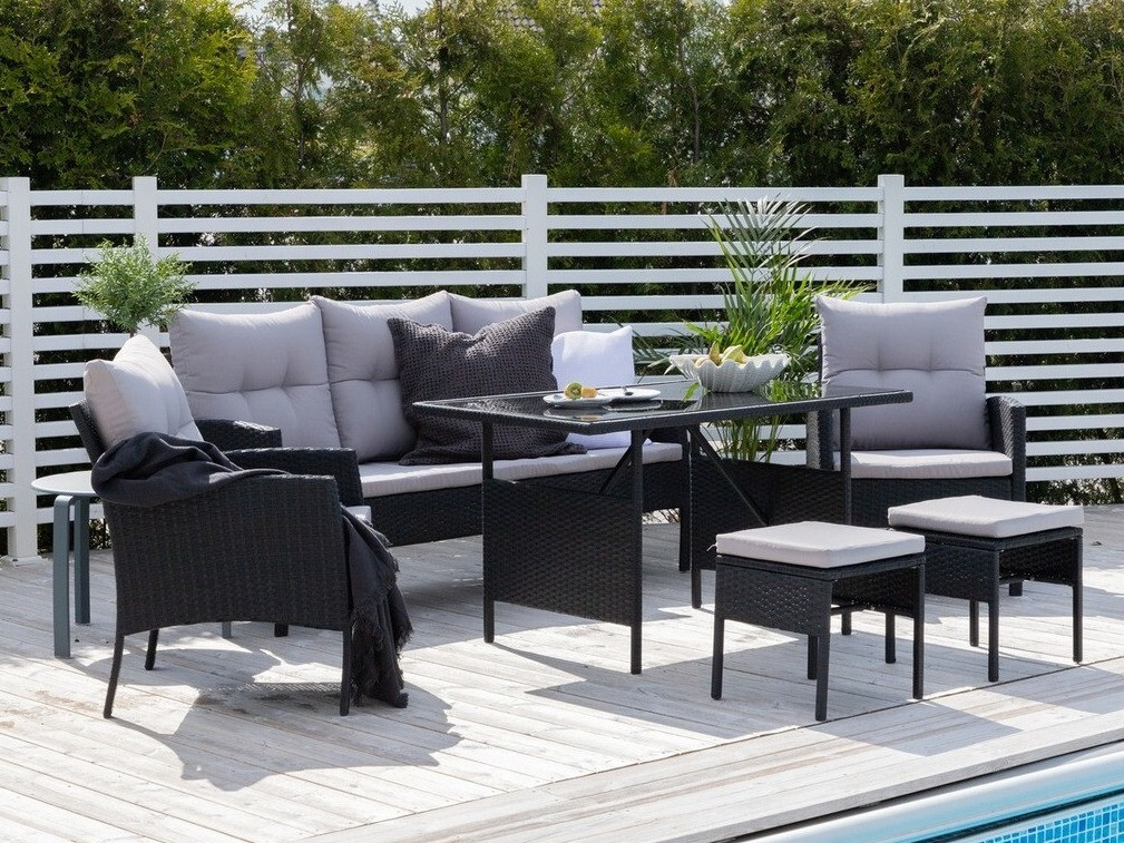 Set vrtnog namještaja Dallas 2473 (Crna + Siva)