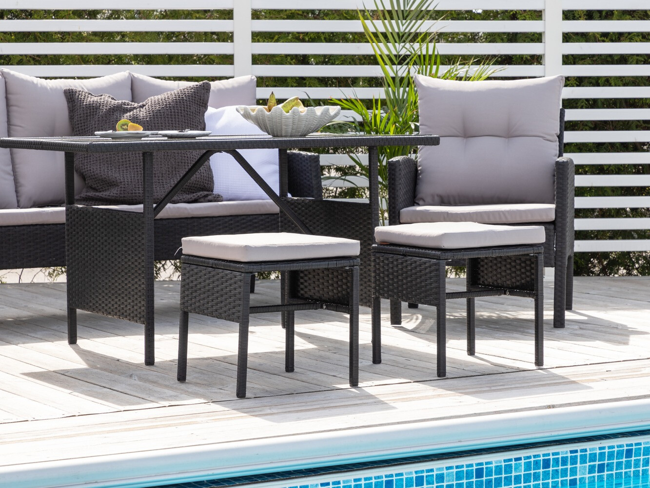 Set vrtnog namještaja Dallas 2473 (Crna + Siva)