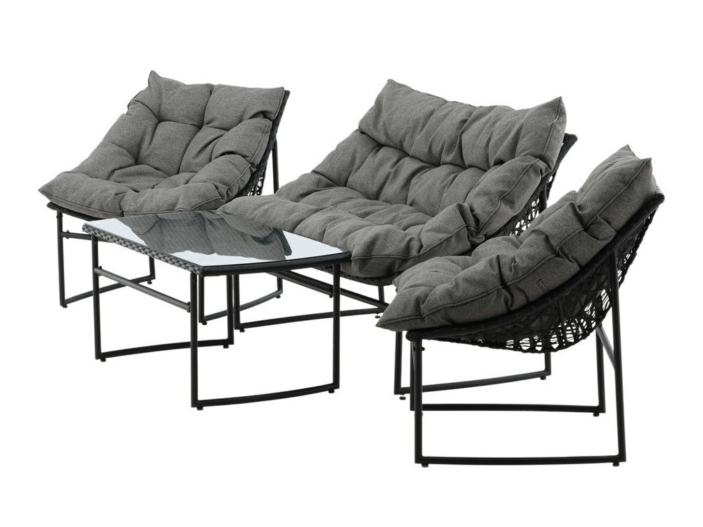 Set vrtnog namještaja Dallas 4732 (Crna + Siva)