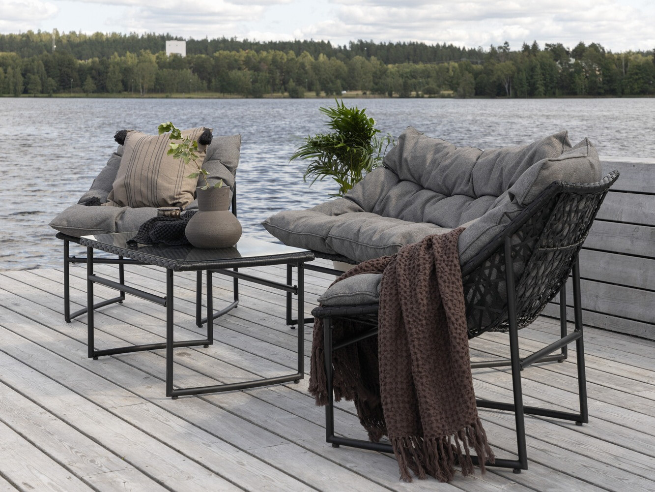 Set vrtnog namještaja Dallas 4732 (Crna + Siva)