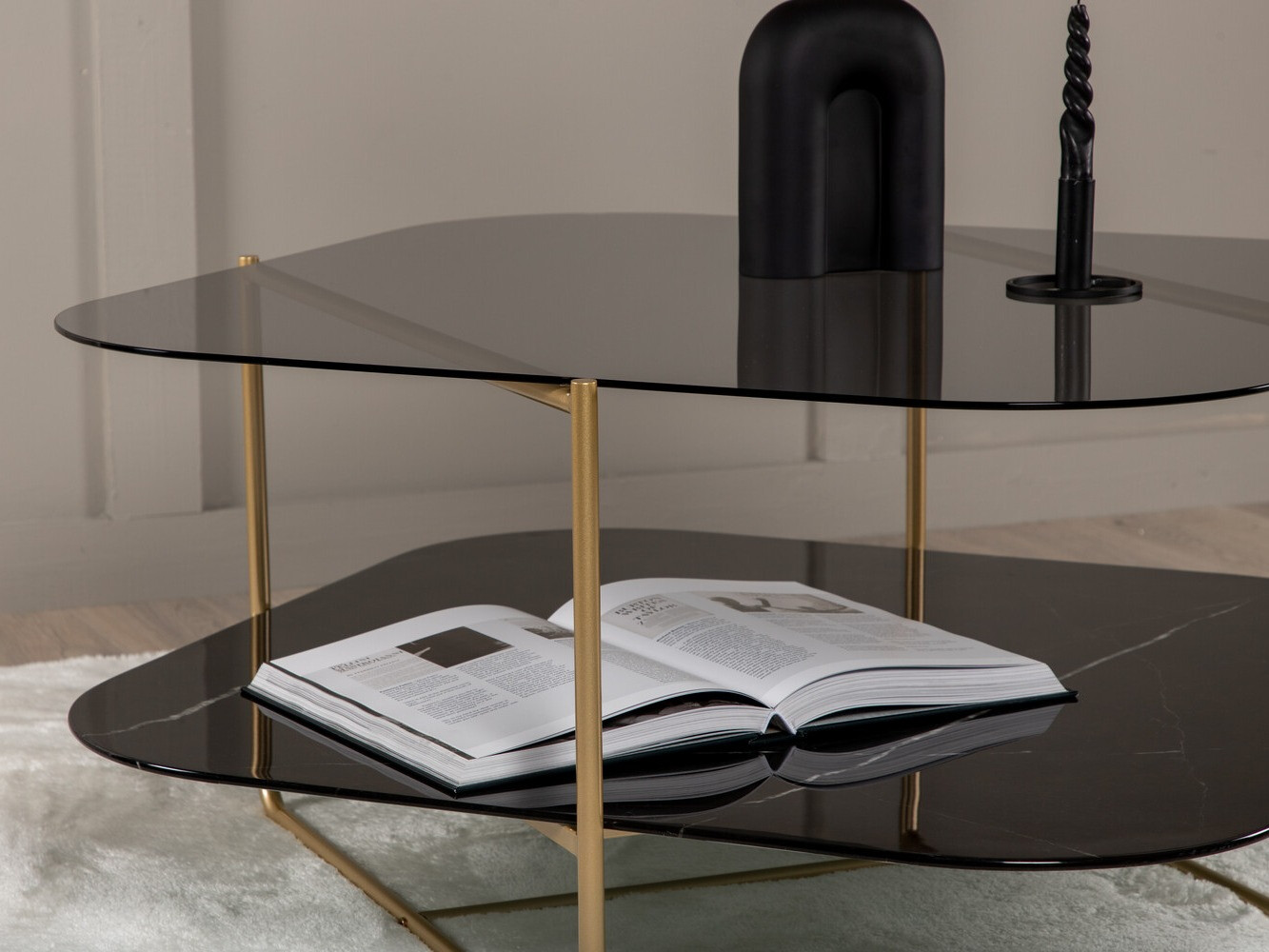 Stolić za kavu Dallas 2956 (Crni mramor + Mesing)