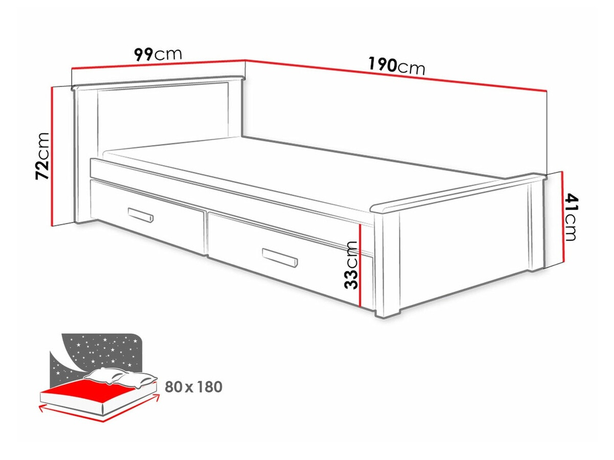 Krevet Henderson 115 (Bijela + Sonoma hrast)