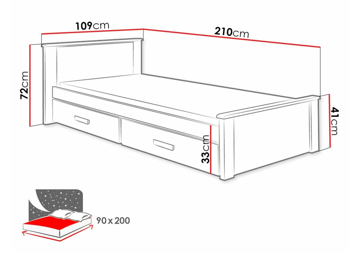 Krevet Henderson 116 (Bijela + Sonoma hrast)