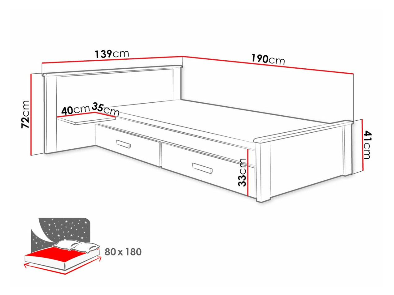Krevet Henderson 117 (Bijela + Plava)