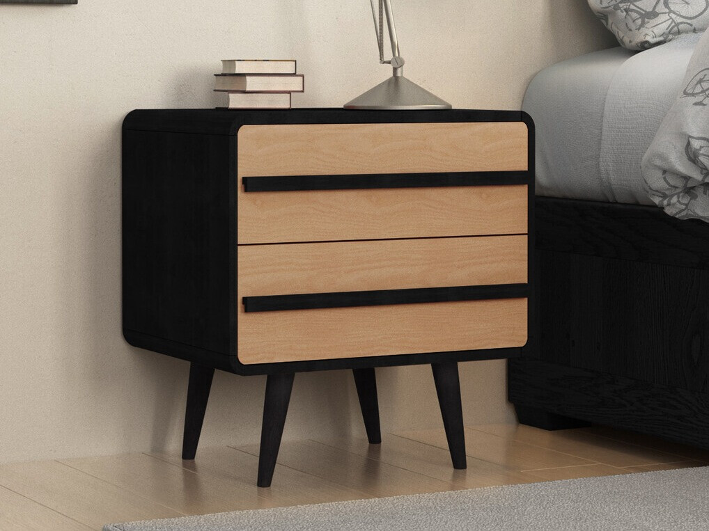 Noćni ormarić Denton 567 (Crna + Hrast)