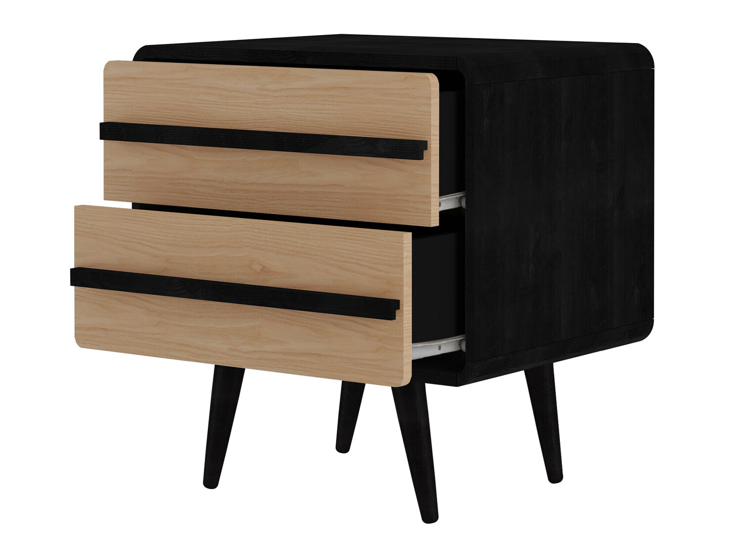 Noćni ormarić Denton 567 (Crna + Hrast)