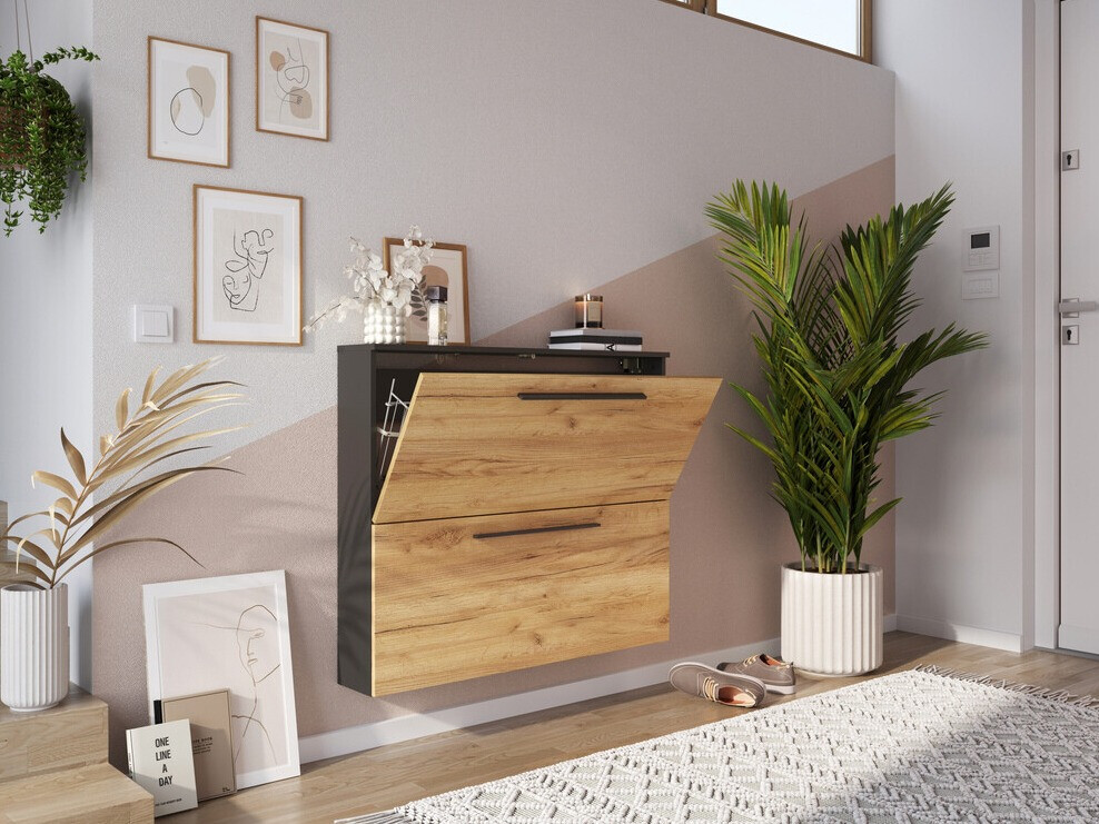 Ormarić za cipele Sacramento 349 (Navarra hrast + Grafit)