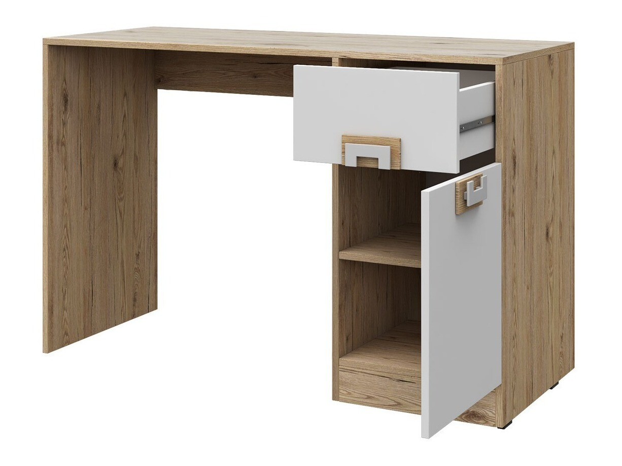 Uredski stol Balvire 110 (Svijetli hrast + Bijela + Siva)