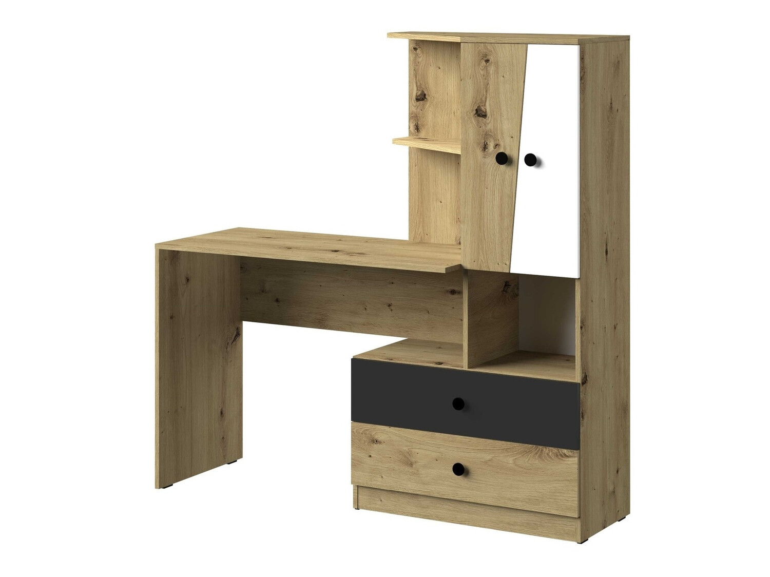 Uredski stol Mirelbu 110 (Artisan hrast + Bijela + Crna)