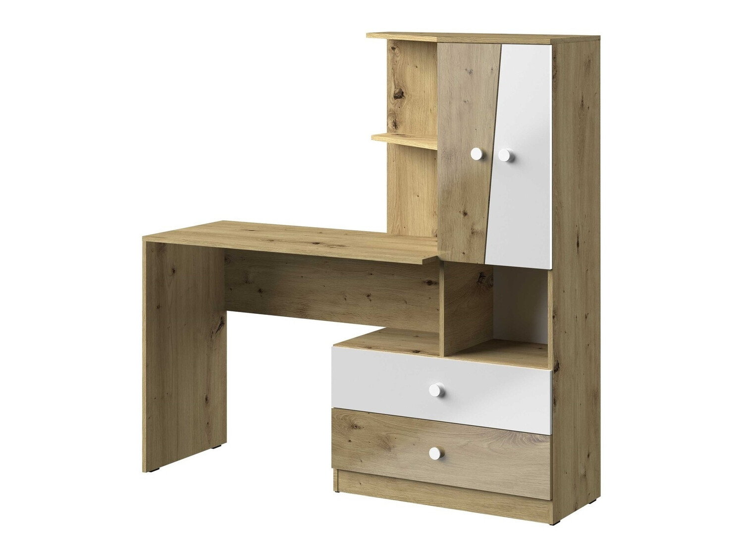 Uredski stol Mirelbu 110 (Hrast Artisan + Sjajno bijela)