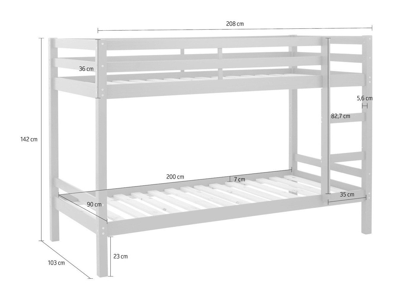 Krevet na kat Ruvfiva 100 (Bijela)