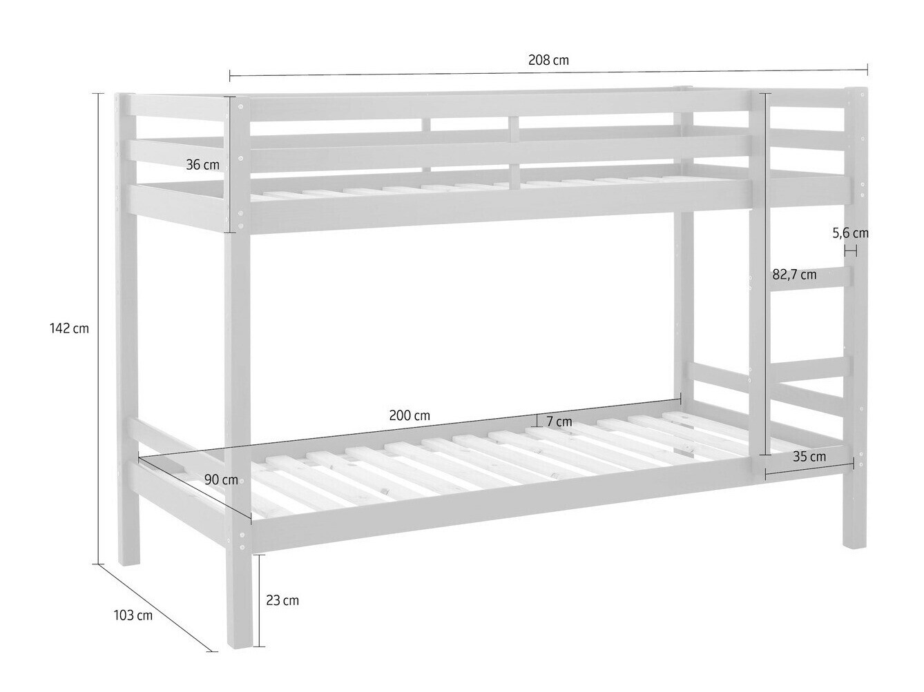 Krevet na kat Ruvfiva 100 (Svijetlo smeđa)