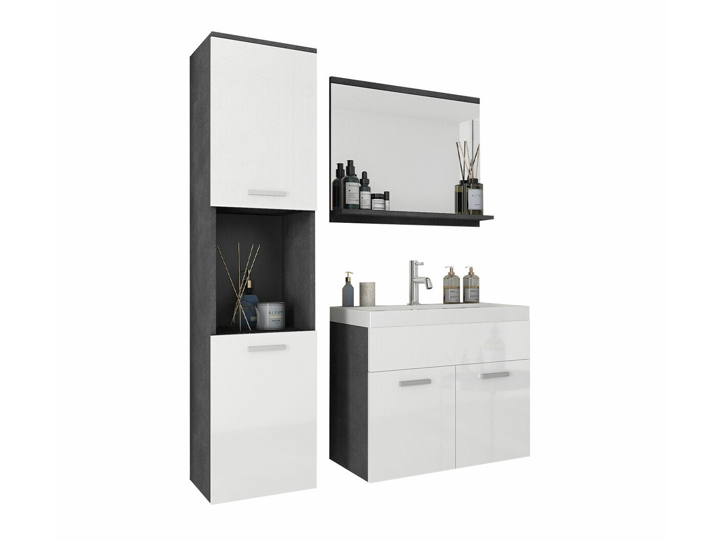 Kupaonski namještaj Sarasota 122 (Siva Matera + Sjajno bijela)