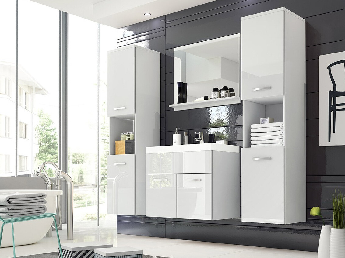 Kupaonski namještaj Sarasota 123 (Bijela + Sjajno bijela)