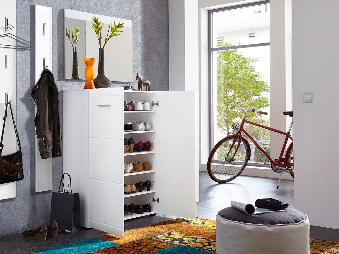 Polica za cipele Livromu 102 (Sjajno bijela)