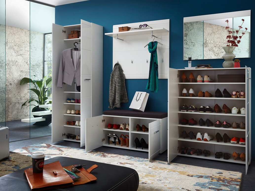 Polica za cipele Livromu 102 (Sjajno bijela)