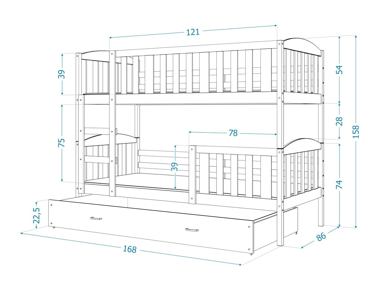 Krevet na kat Aurora 104 (Bijela)