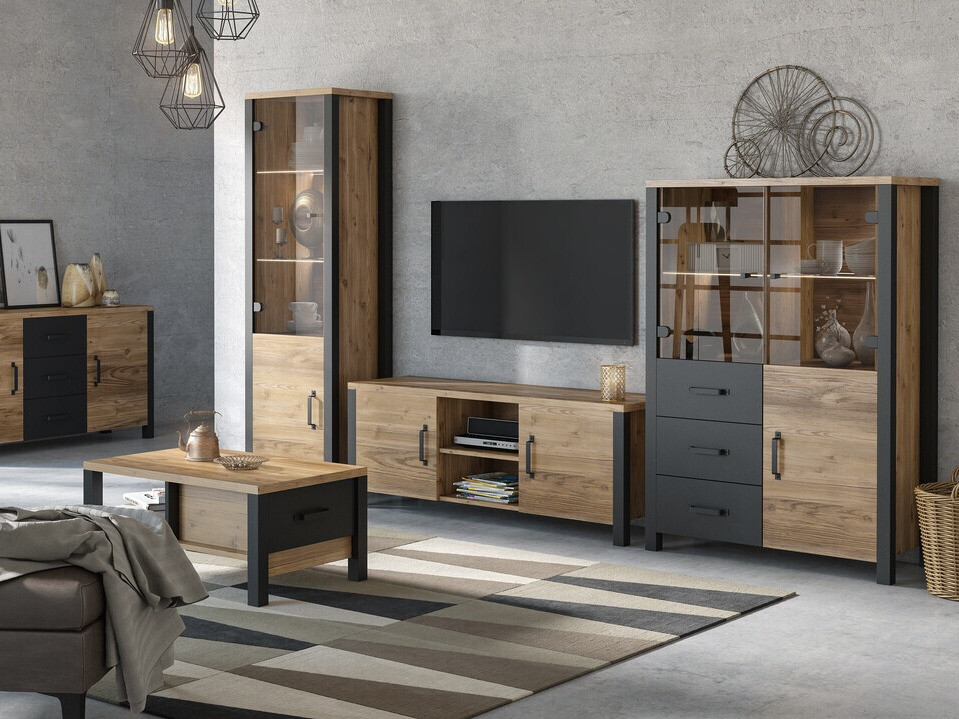 Polica Tornua 101 (Tamna smreka + Mat crna)