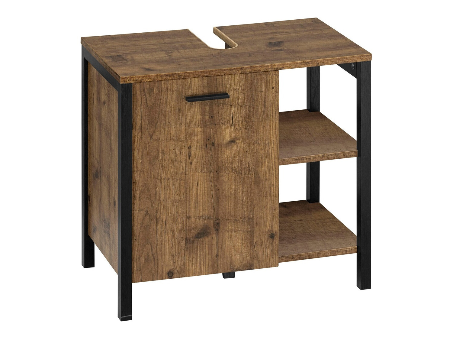 Samostojeći kupaonski ormarić za umivaonik Denton G102 (Crna + Tamni hrast)