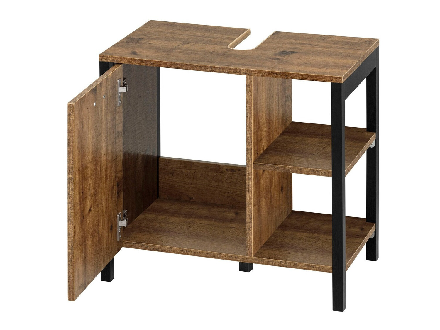 Samostojeći kupaonski ormarić za umivaonik Denton G102 (Crna + Tamni hrast)