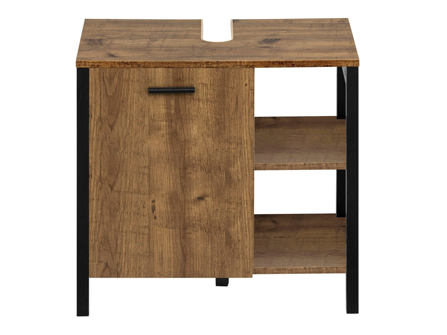 Samostojeći kupaonski ormarić za umivaonik Denton G102 (Crna + Tamni hrast)