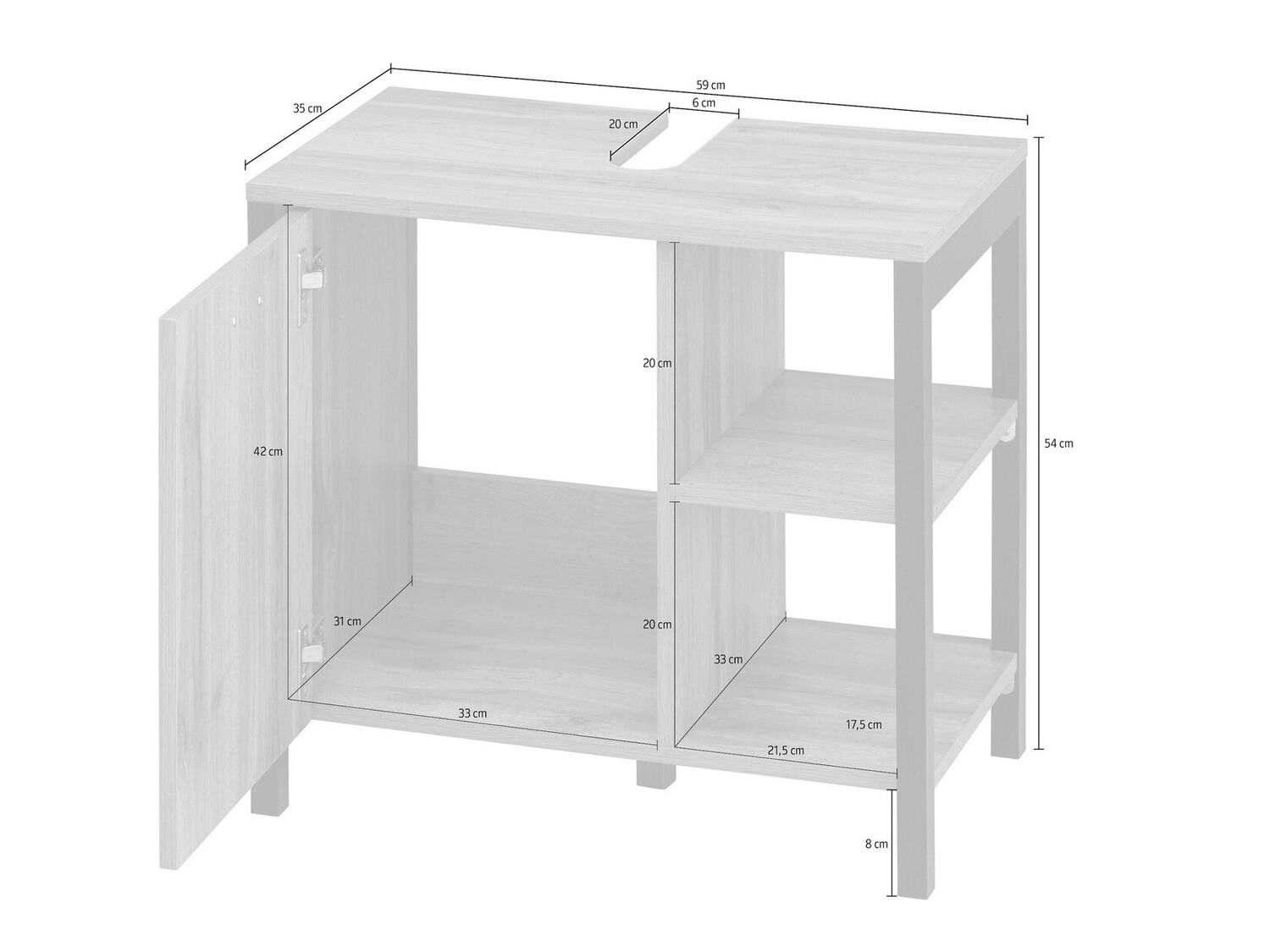 Samostojeći kupaonski ormarić za umivaonik Denton G102 (Crna + Tamni hrast)