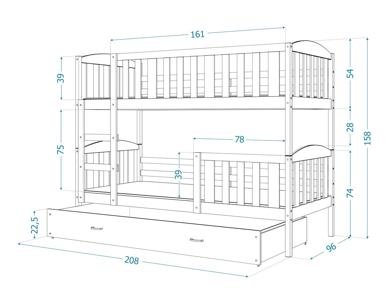 Dvokatan krevet Aurora 107 (Bijela)