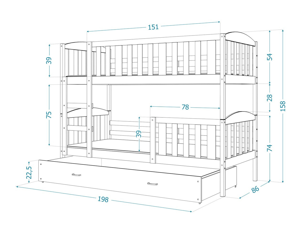 Krevet na kat Aurora 105 (Bijela)
