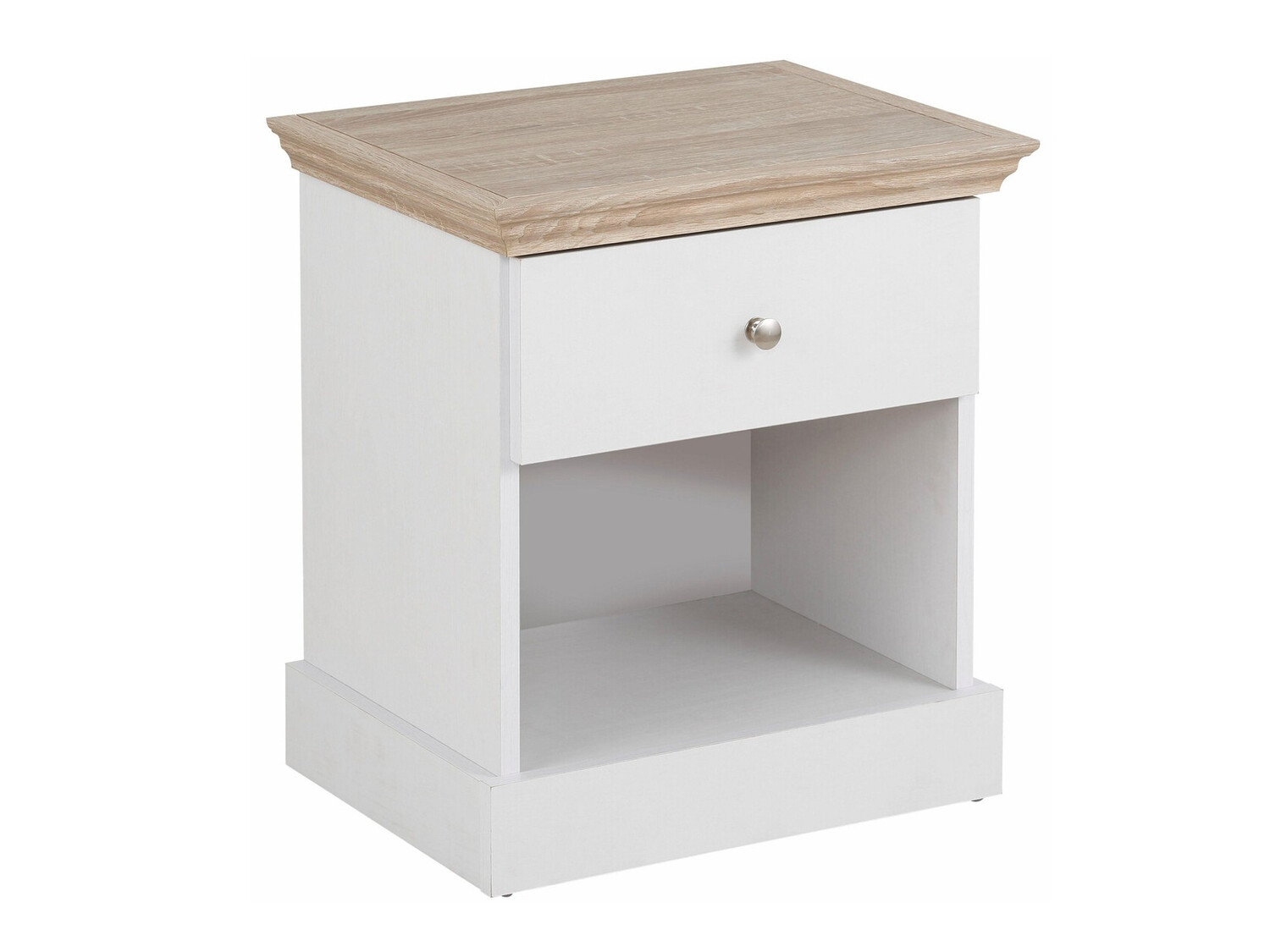 Noćni ormarić Lirveri 111 (Bijela + Svijetli hrast)