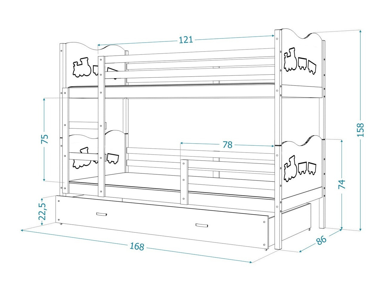 Dvokatan krevet Aurora 110 (Bijela)