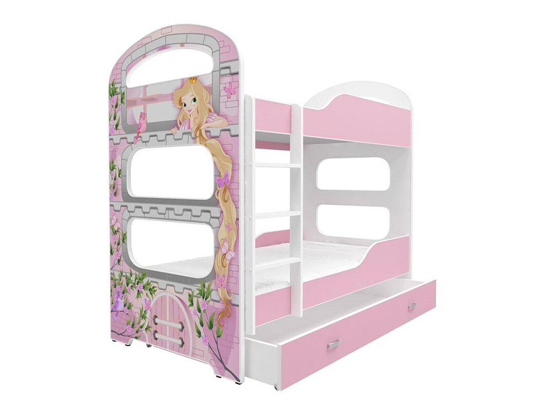 Dvokatan krevet Aurora 116 (Bijela + Ružičasta)