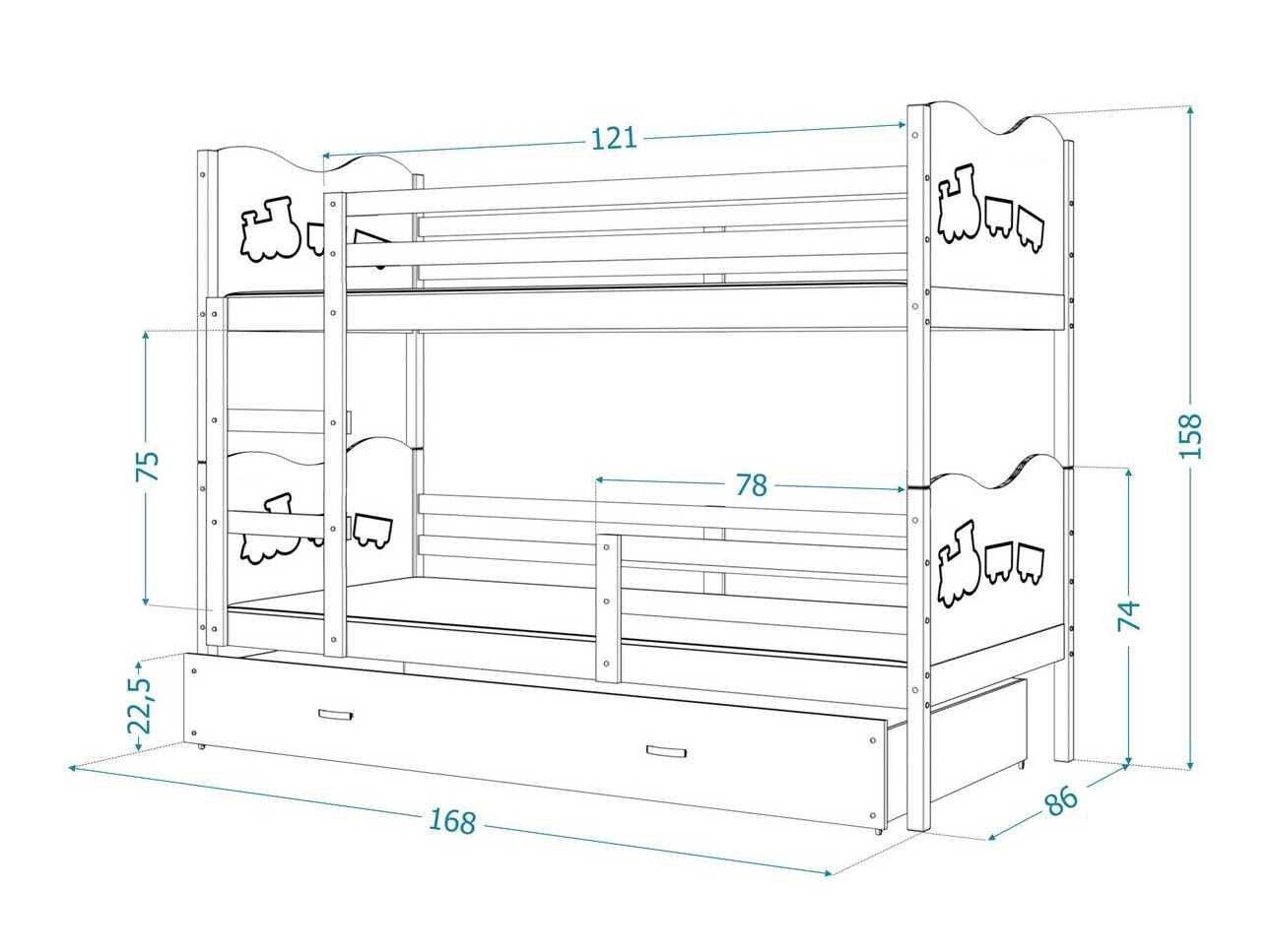 Krevet na kat Aurora 110 (Bor)