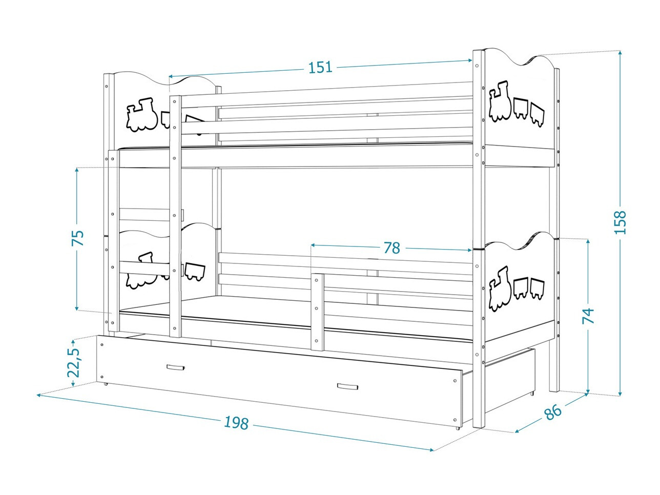 Krevet na kat Aurora 111 (Siva)