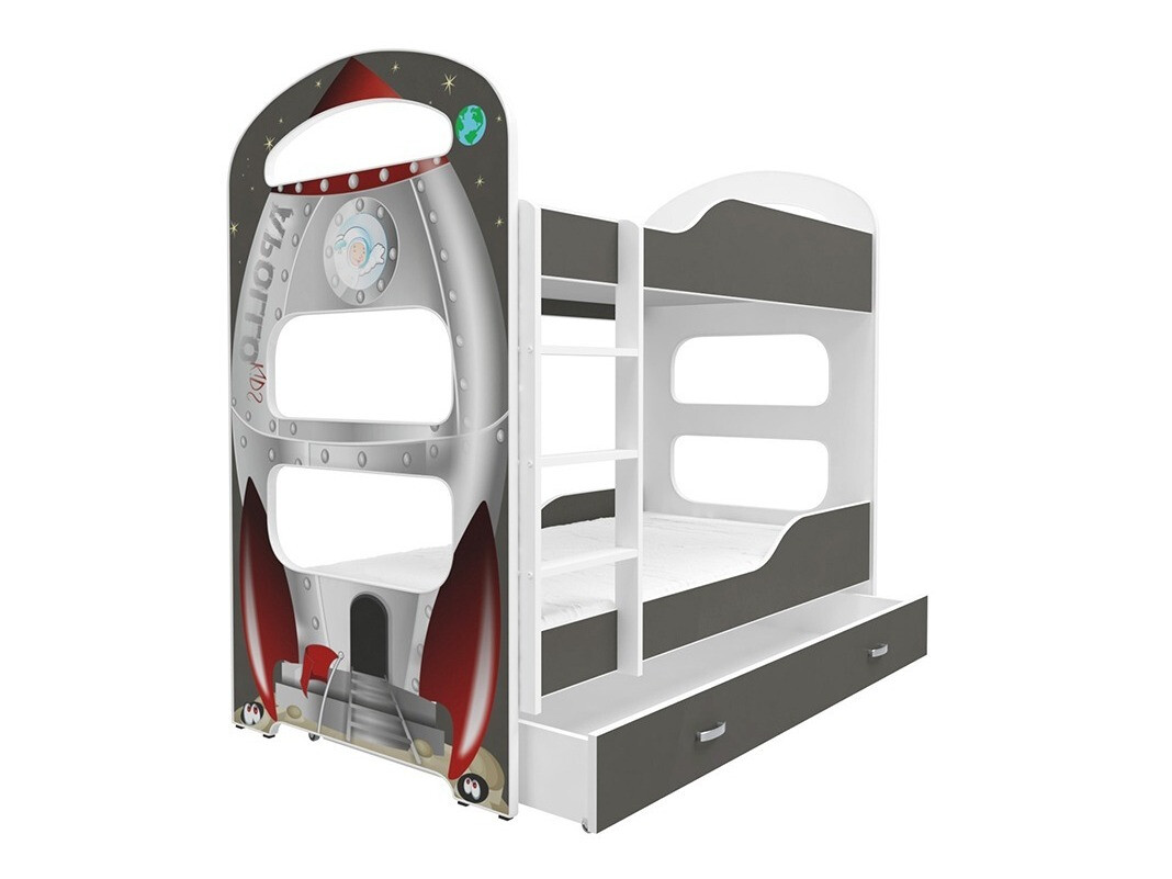 Krevet na kat Aurora 116 (Bijela + Siva)