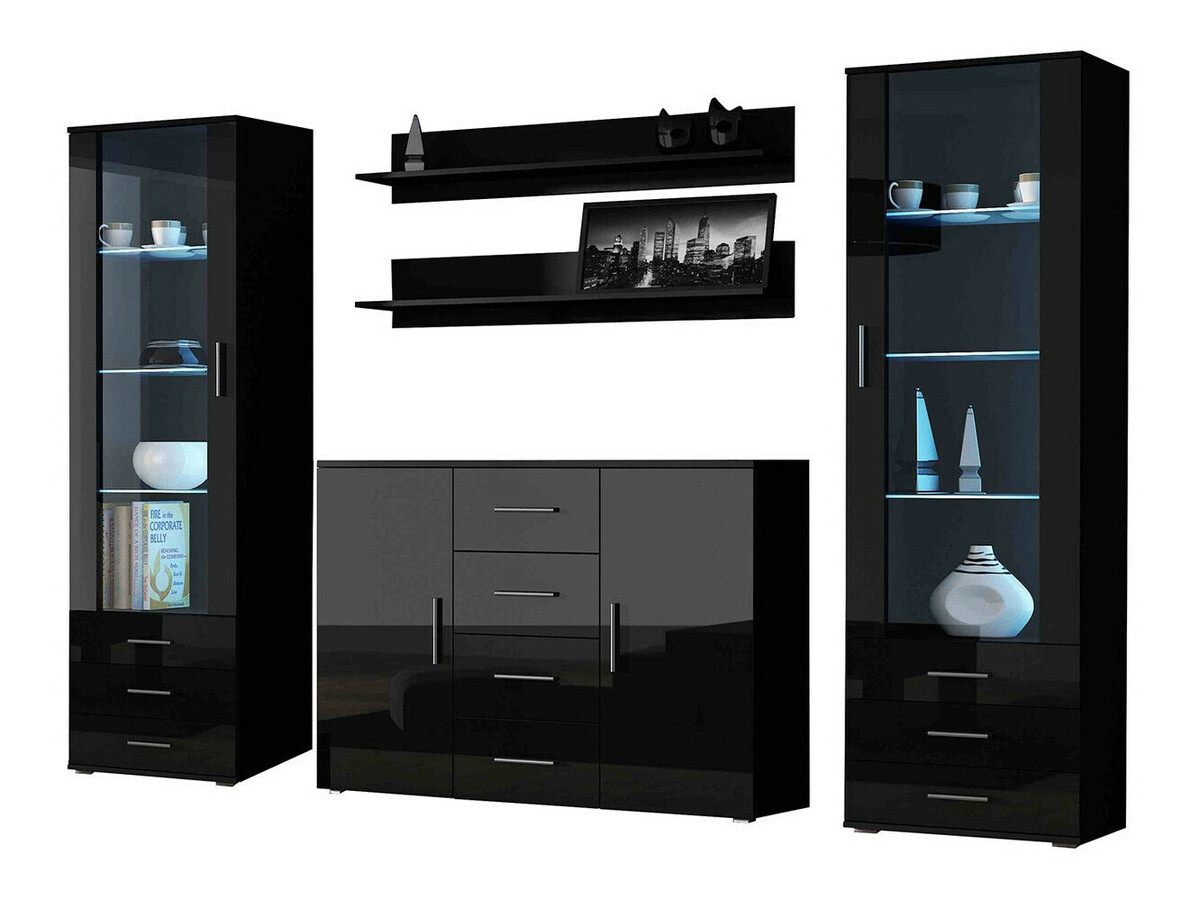 Dnevni boravak Tornola 112 (Crna + Sjajno crna)