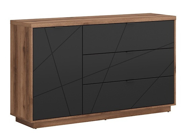 Komoda Fivale 100 (Tamni hrast Delano + Mat crna)